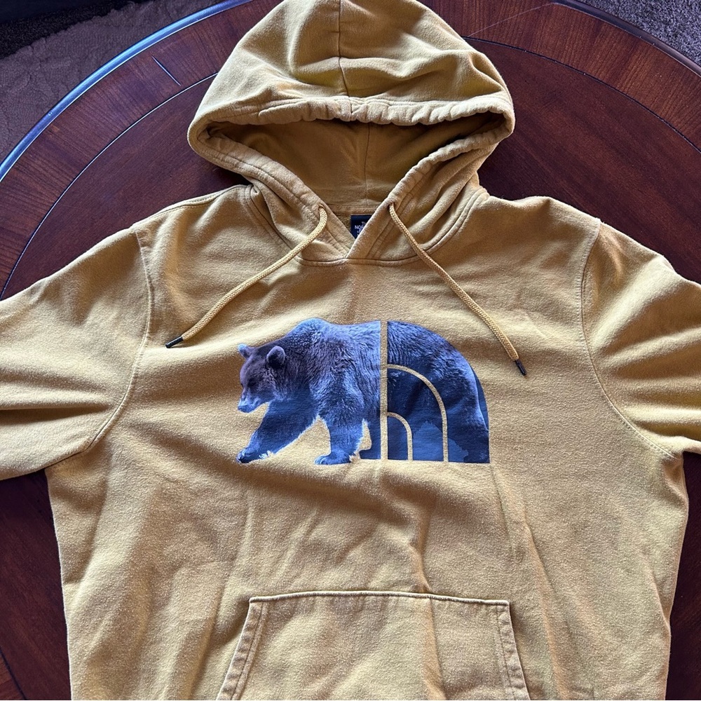 North Face Yellow Bear Pullover Hoodie